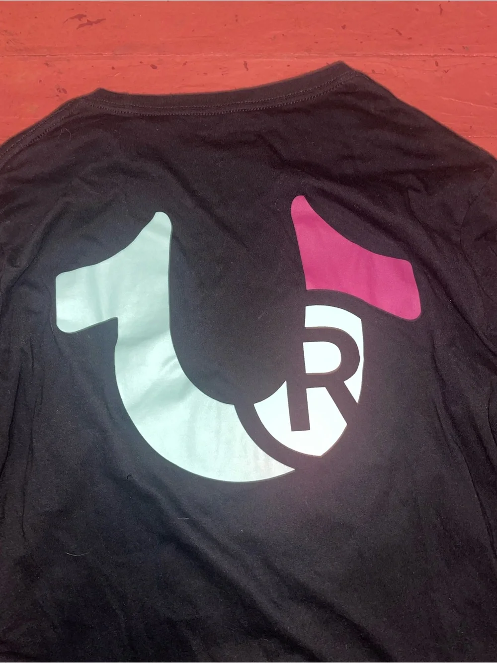 True Religion Black Long Sleeve Tee with Multicolor Logo